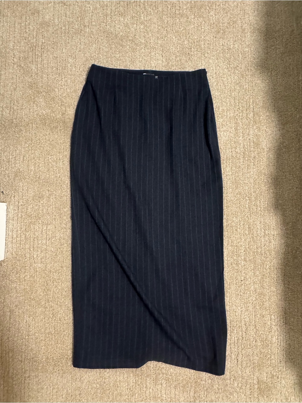 Classic Navy Pinstripe Pencil Skirt - Women's